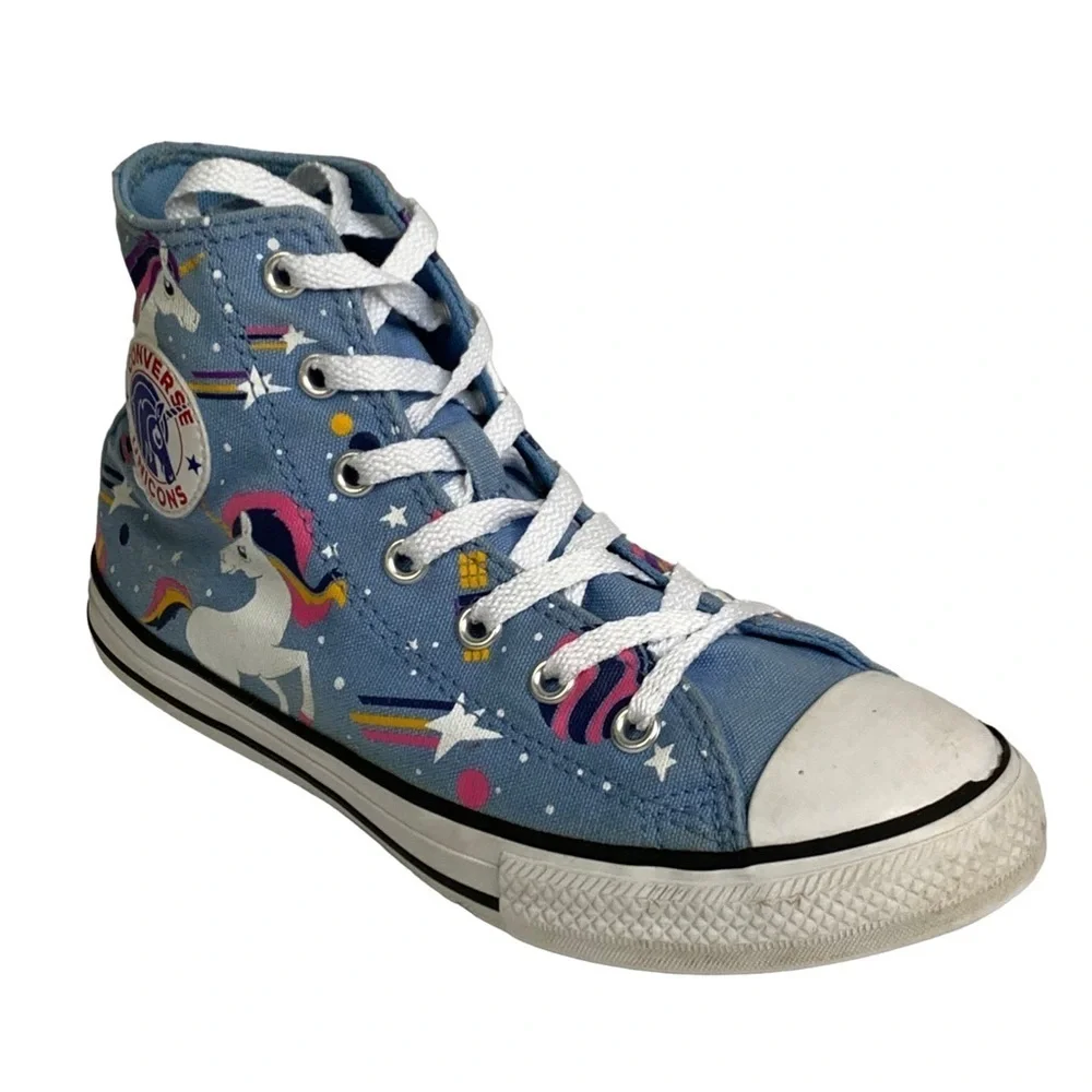 All Star Unicorn Converse Powder Blue High Top Girls Sneakers Size 3